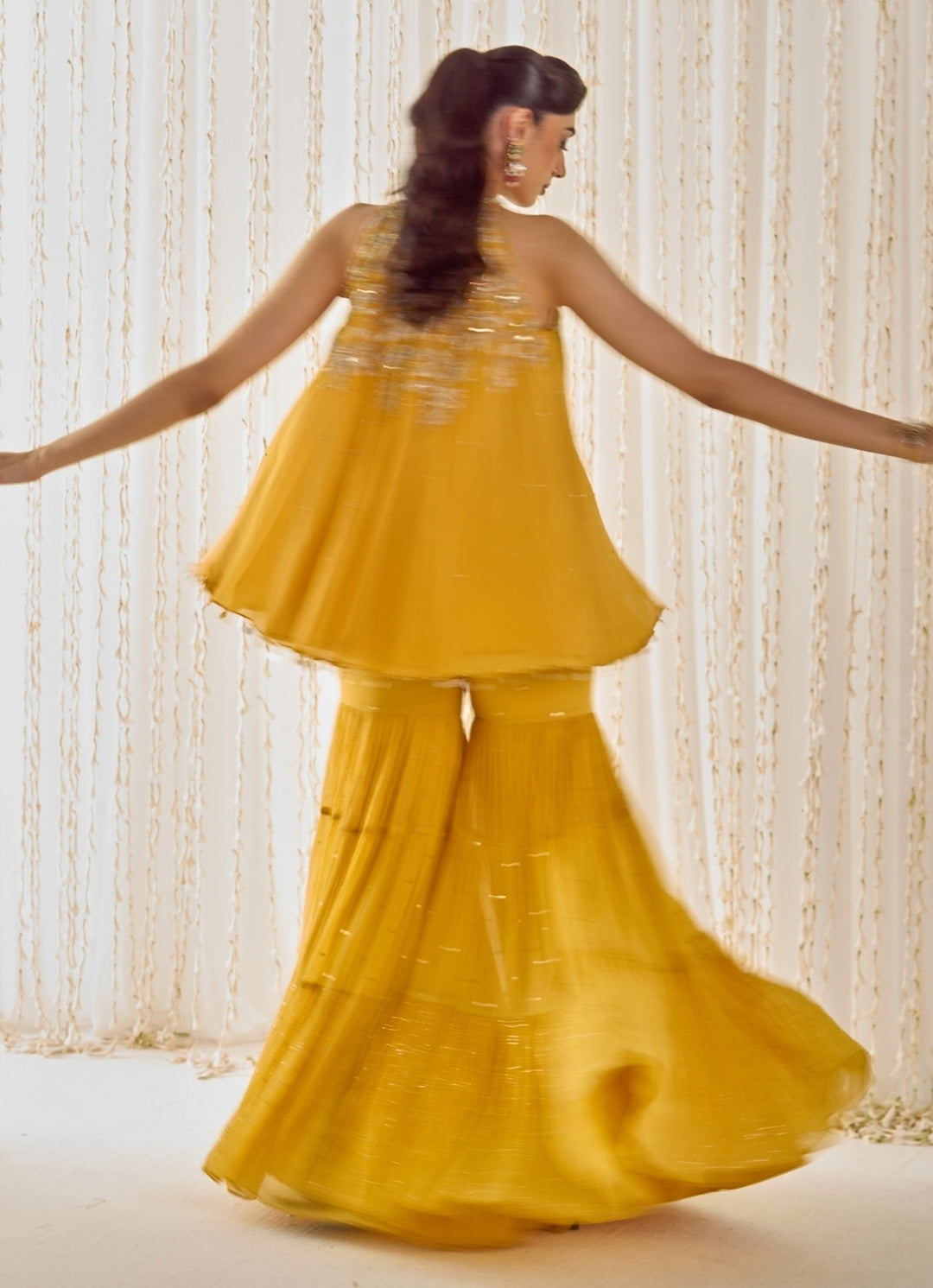 Sanya Gulati Mustard Yellow Georgette Kurta Sharara SetFabilicious Fashion