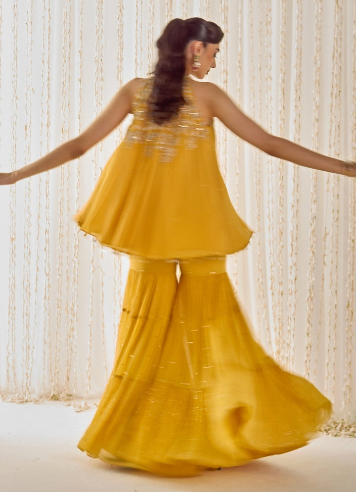 Sanya Gulati Mustard Yellow Georgette Kurta Sharara SetFabilicious Fashion