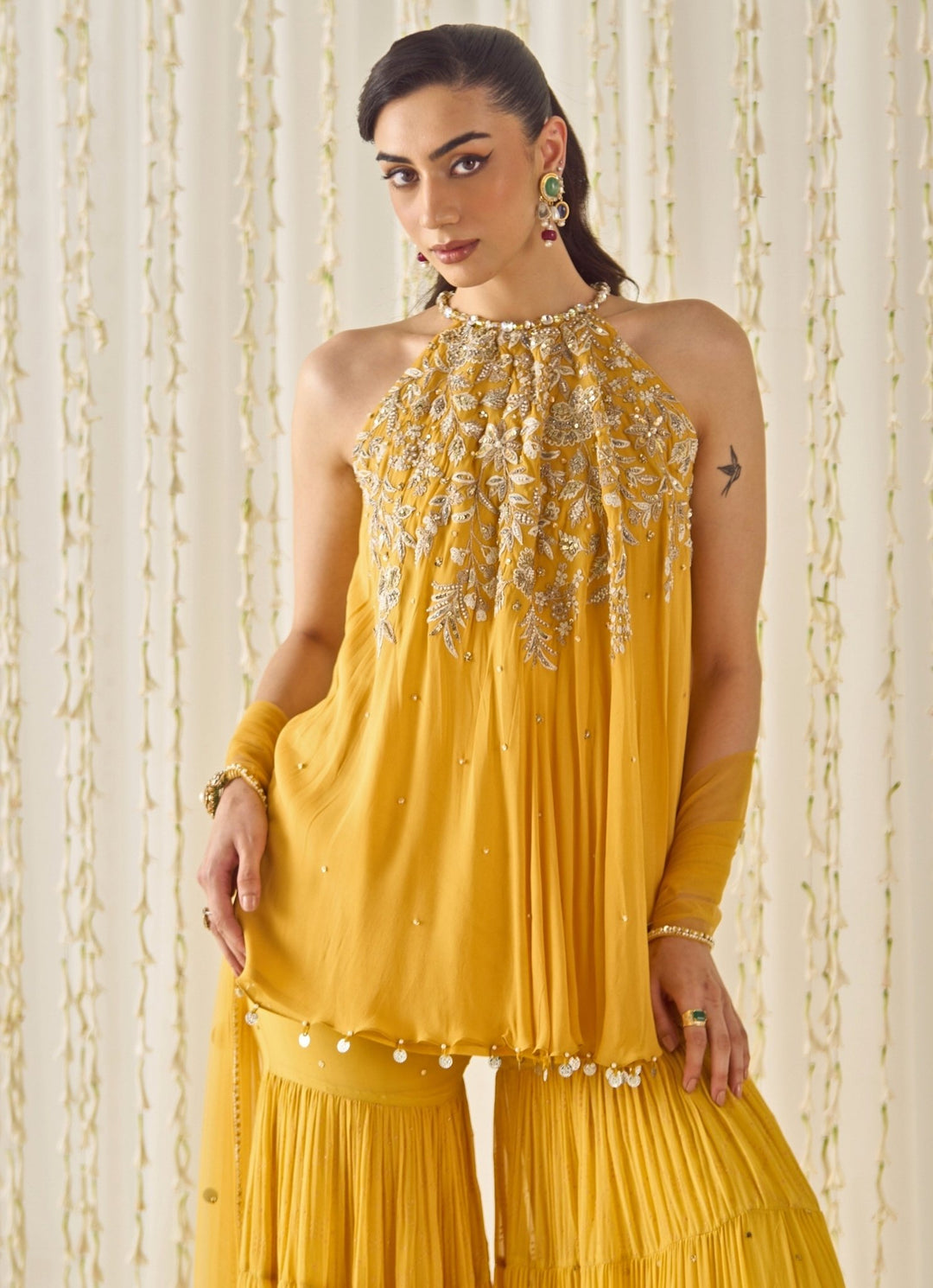Sanya Gulati Mustard Yellow Georgette Kurta Sharara SetFabilicious Fashion
