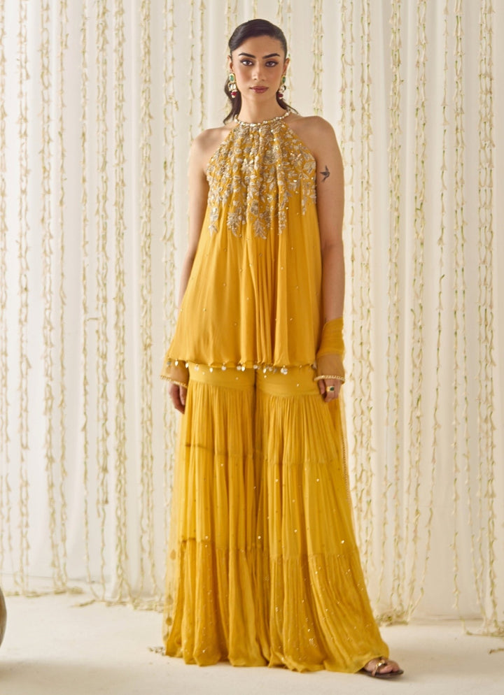 Sanya Gulati Mustard Yellow Georgette Kurta Sharara SetFabilicious Fashion
