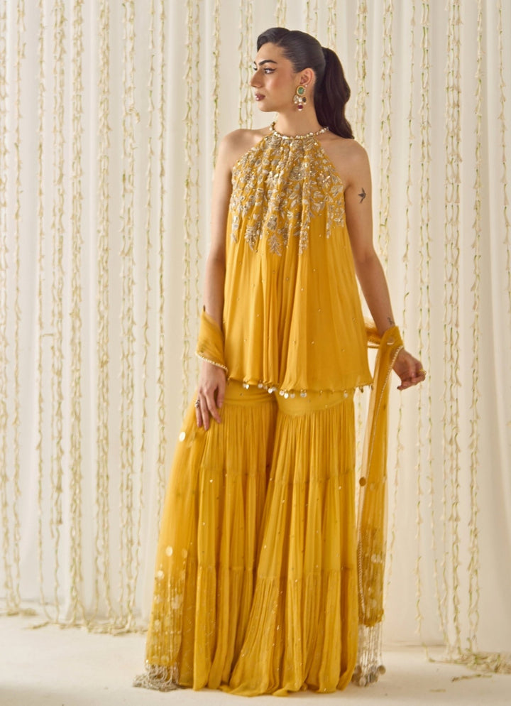Sanya Gulati Mustard Yellow Georgette Kurta Sharara SetFabilicious Fashion