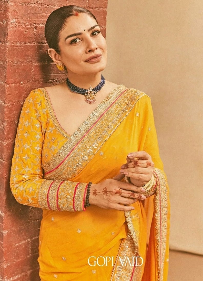 Gopi Vaid Mustard Yellow Georgette Saree SetFabilicious Fashion