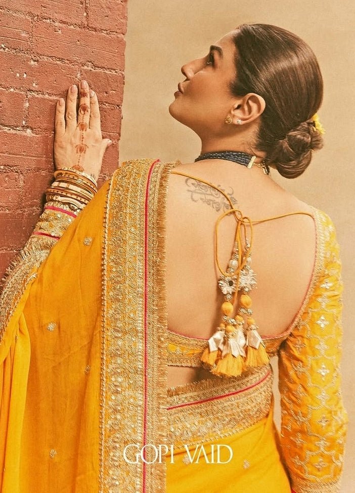 Gopi Vaid Mustard Yellow Georgette Saree SetFabilicious Fashion