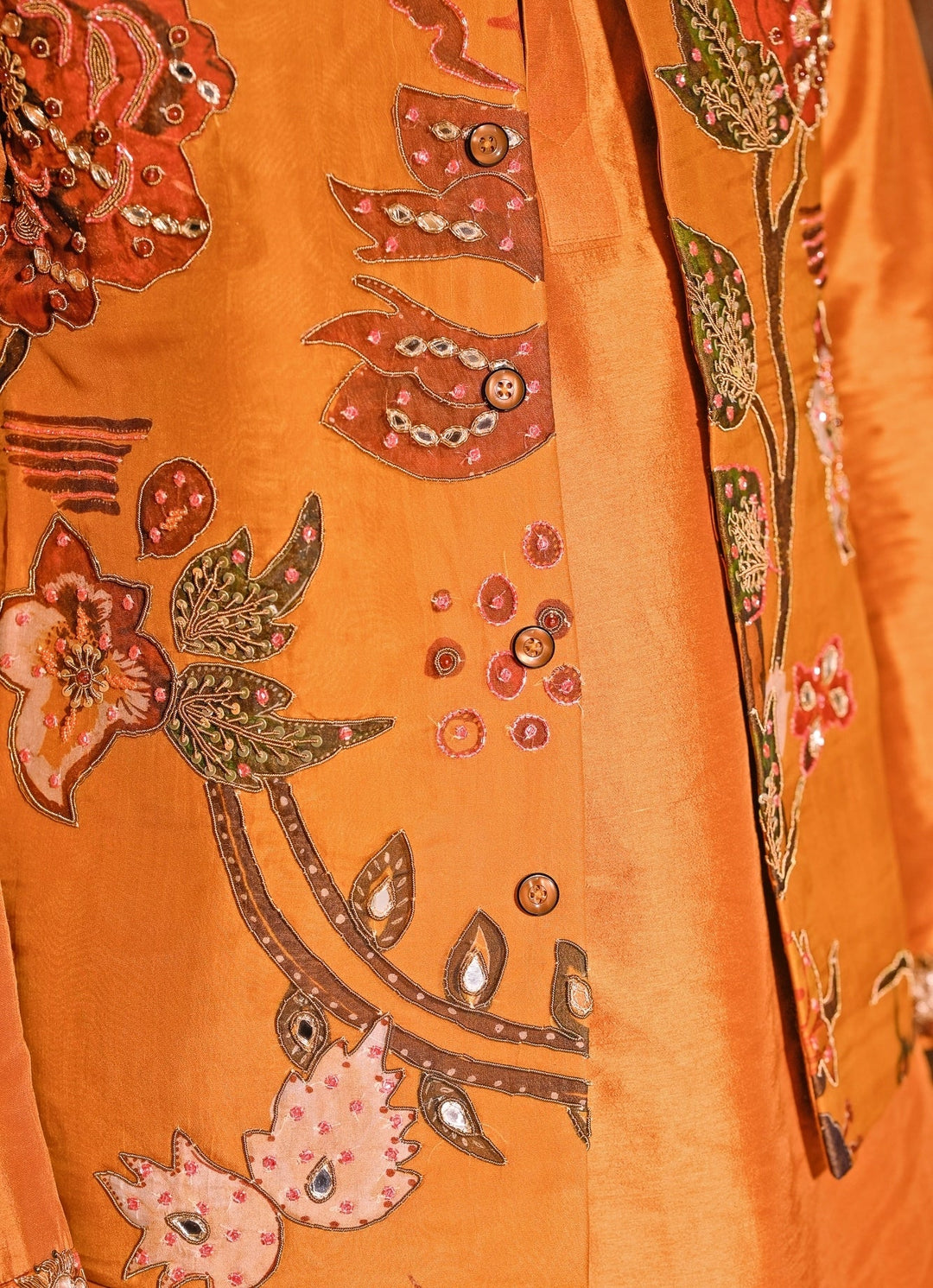 Juhi Bengani - Men Mustard Yellow Kurta Set with Embroidered Organza BundiFabilicious Fashion