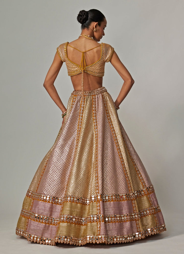 Mustard Yellow Multicolour Bridal Lehenga With Double Dupatta Vvani by Vani Vats - Fabilicious Fashion