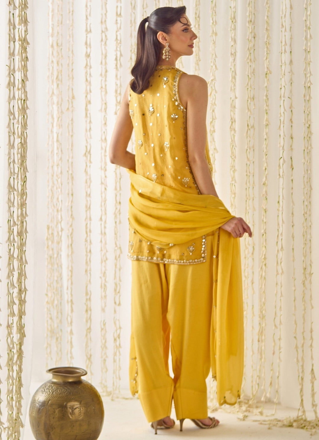 Sanya Gulati Mustard Yellow Organza Kurta Salwar SetFabilicious Fashion