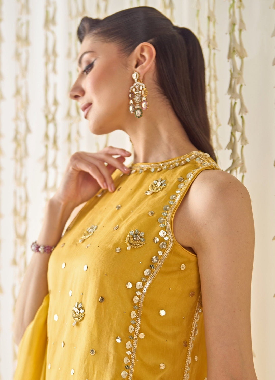 Sanya Gulati Mustard Yellow Organza Kurta Salwar SetFabilicious Fashion