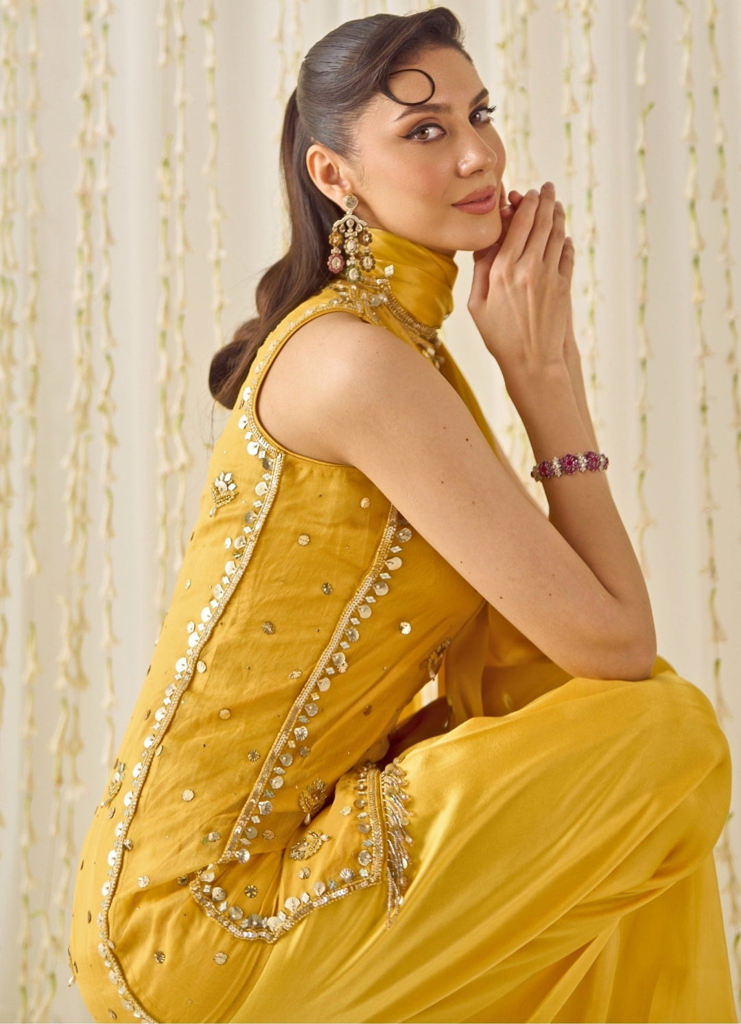 Sanya Gulati Mustard Yellow Organza Kurta Salwar SetFabilicious Fashion