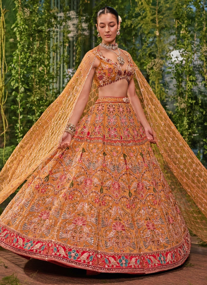 Jigar and Nikita Mustard Yellow Silk Bridal Lehenga SetFabilicious Fashion