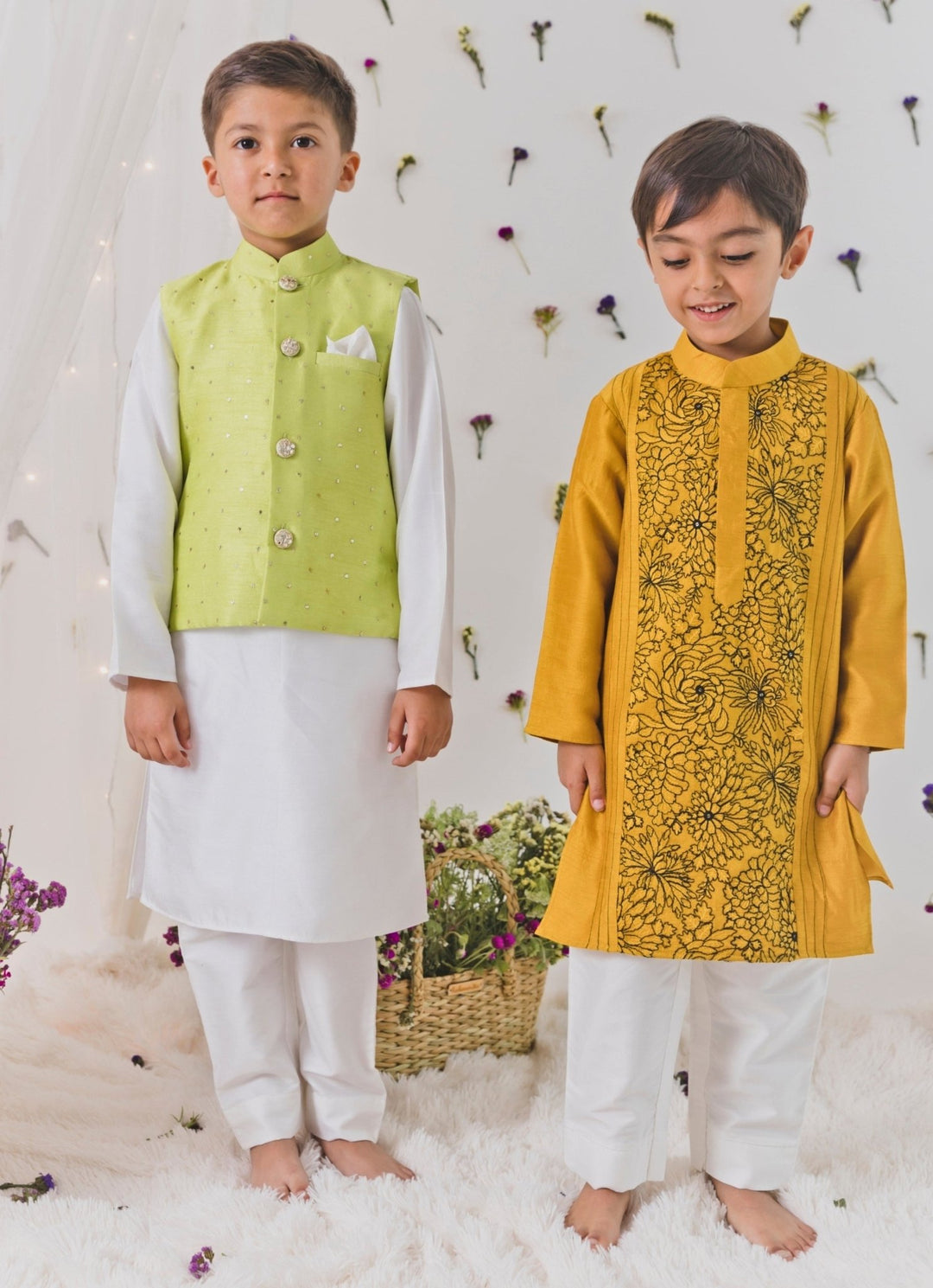 Chotibuti Mustard Yellow Silk Kurta SetFabilicious Fashion