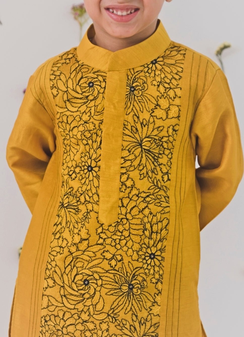 Chotibuti Mustard Yellow Silk Kurta SetFabilicious Fashion