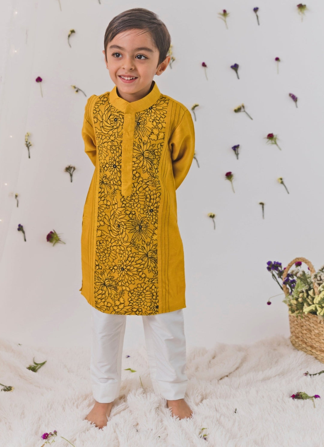 Chotibuti Mustard Yellow Silk Kurta SetFabilicious Fashion