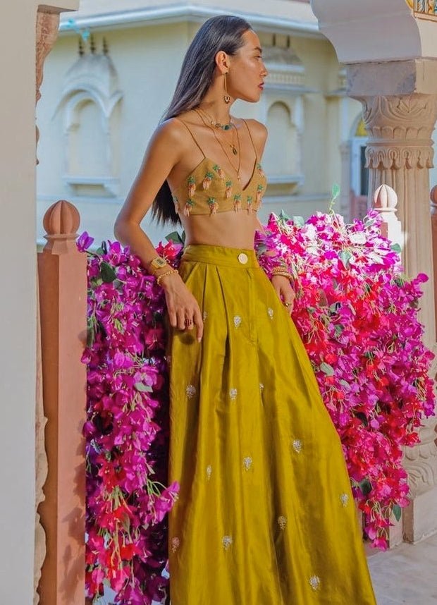 The Little Black Bow Mustard Yellow Silk Pants SetFabilicious Fashion