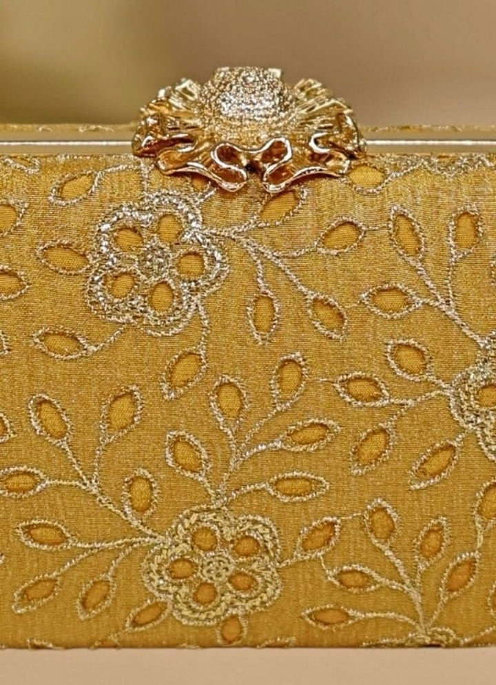 Amyra Mustard Yellow Tissue ClutchFabilicious Fashion