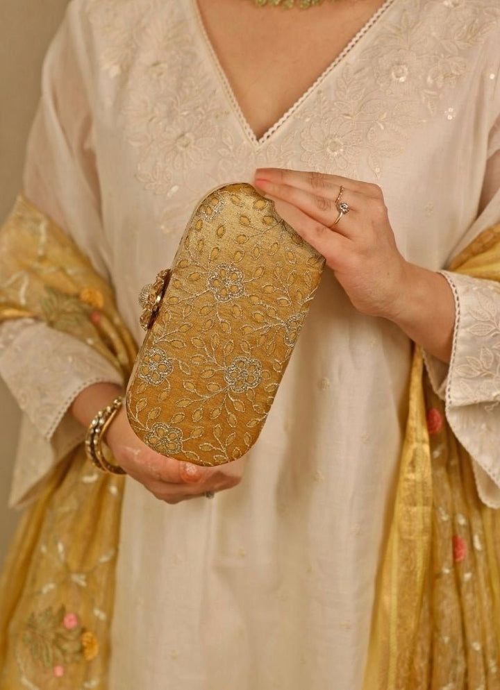 Amyra Mustard Yellow Tissue ClutchFabilicious Fashion