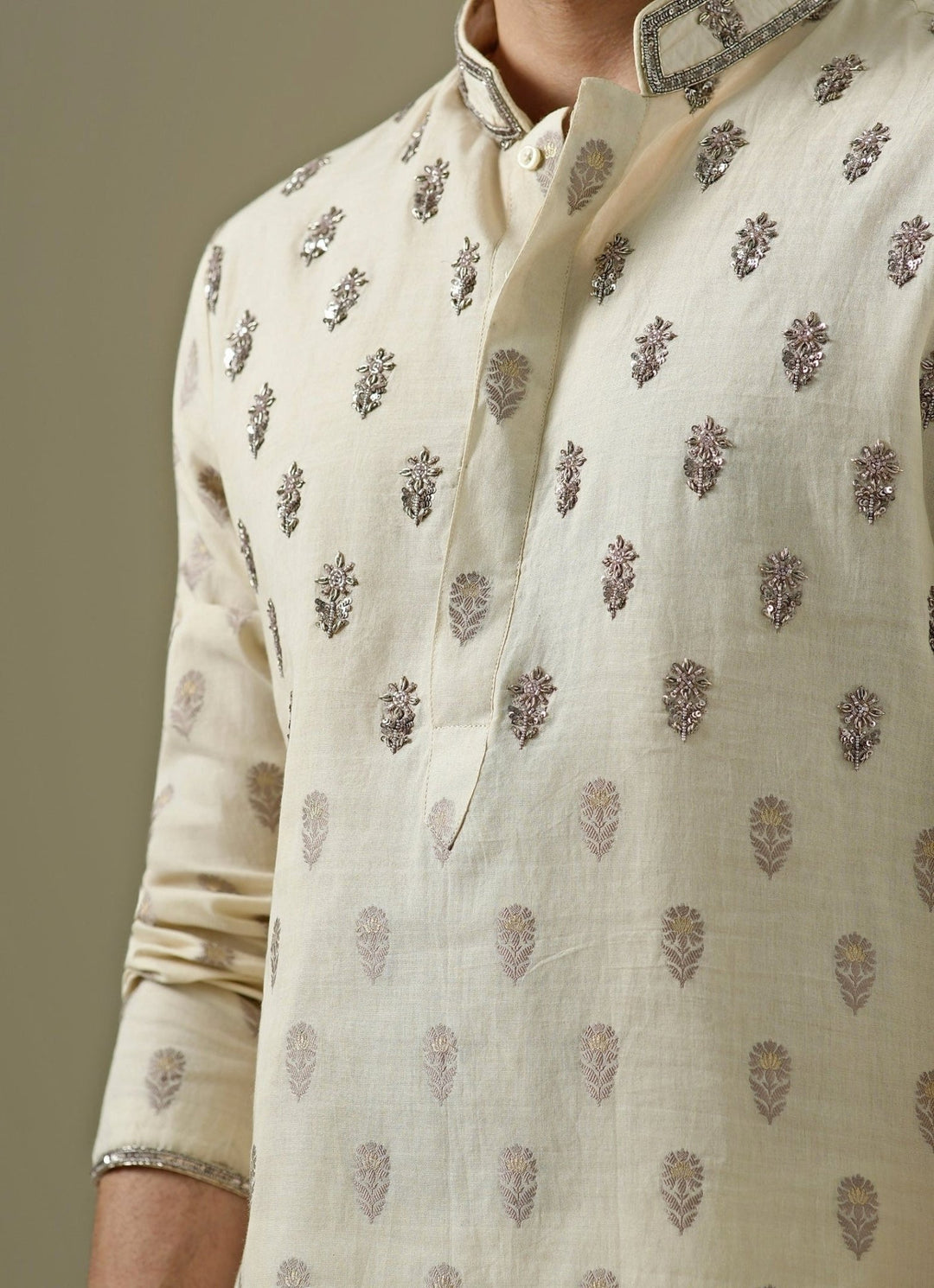 Darzi House Muted Beige Cotton Chanderi Kurta SetFabilicious Fashion