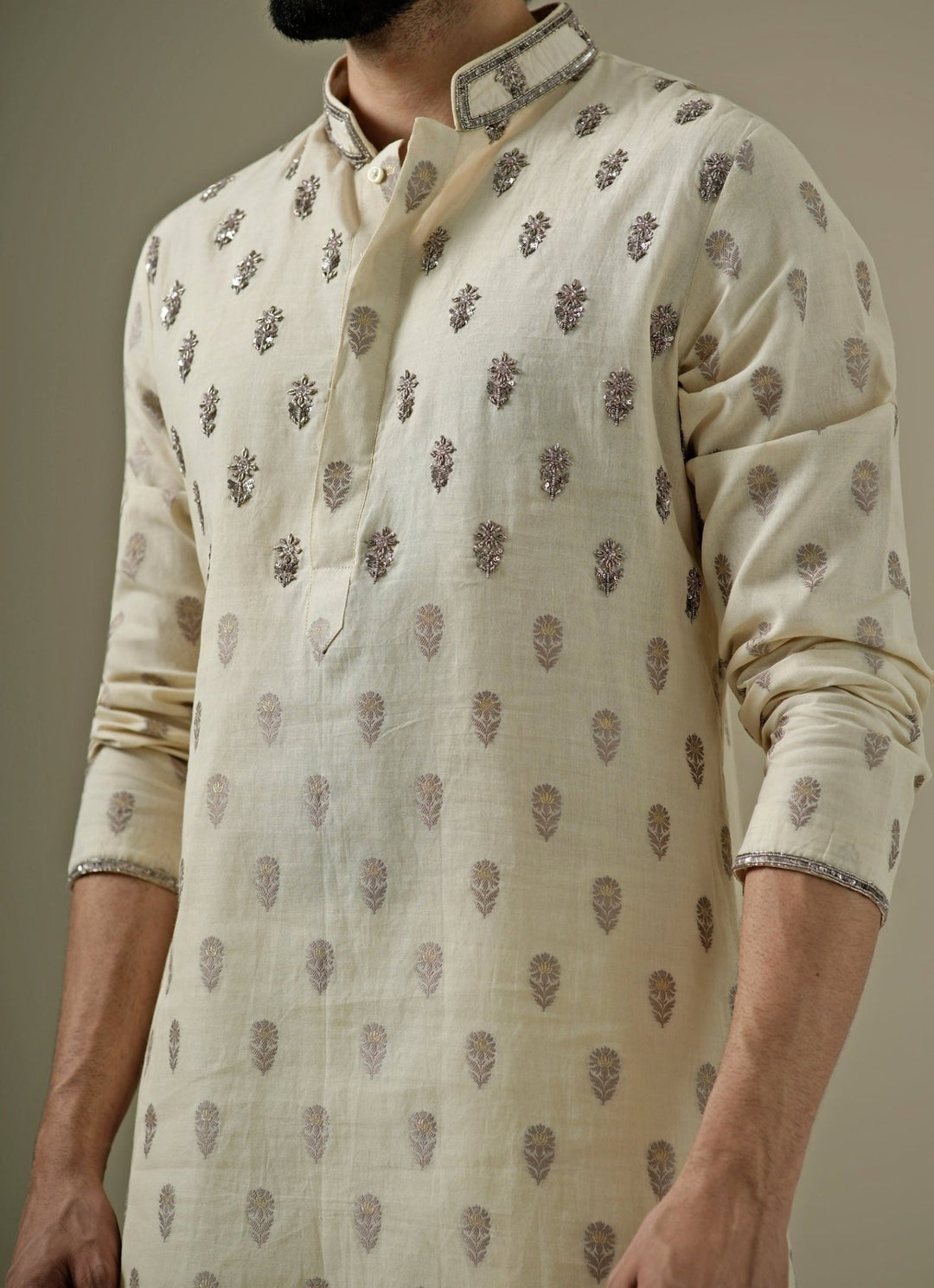 Darzi House Muted Beige Cotton Chanderi Kurta SetFabilicious Fashion