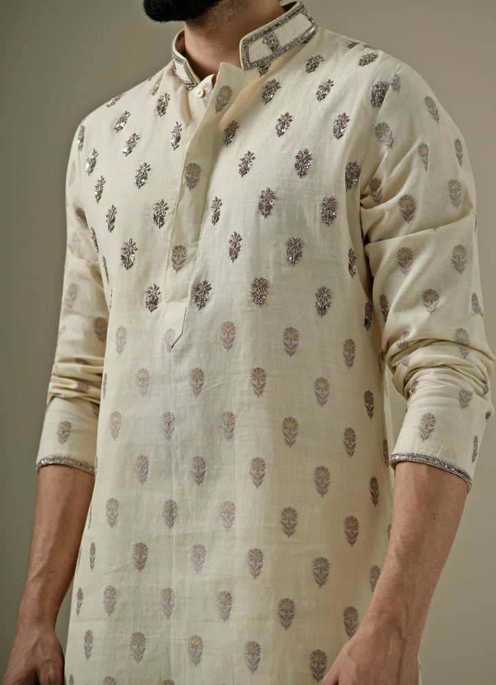 Darzi House Muted Beige Cotton Chanderi Kurta SetFabilicious Fashion