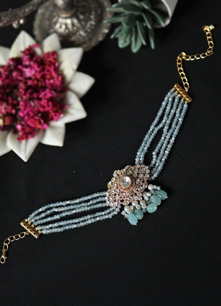 Do Taara Muted Blue Polki NecklaceFabilicious Fashion