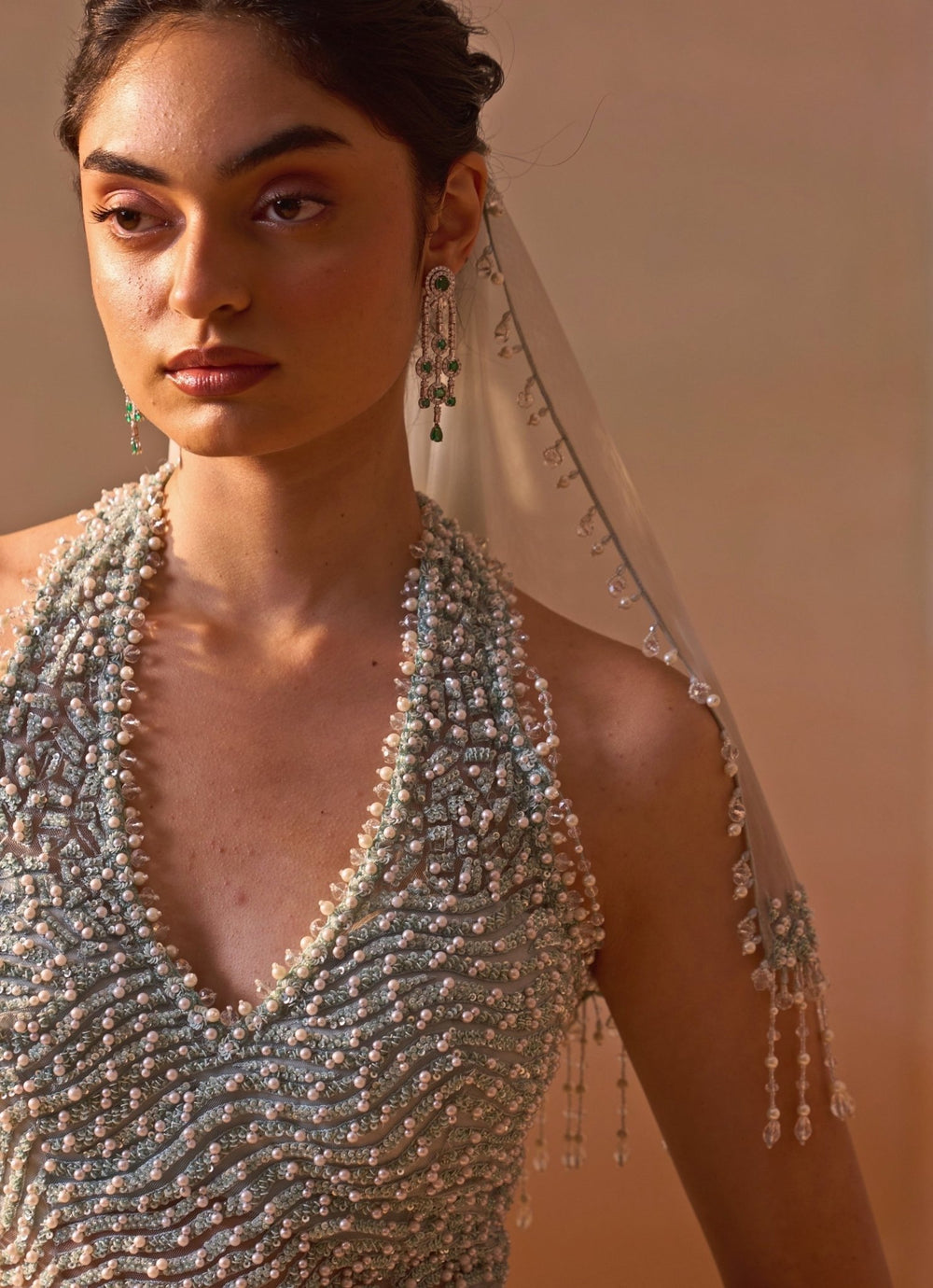 Nitika Gujral Muted Blue Soft Net Corset Skirt SetFabilicious Fashion