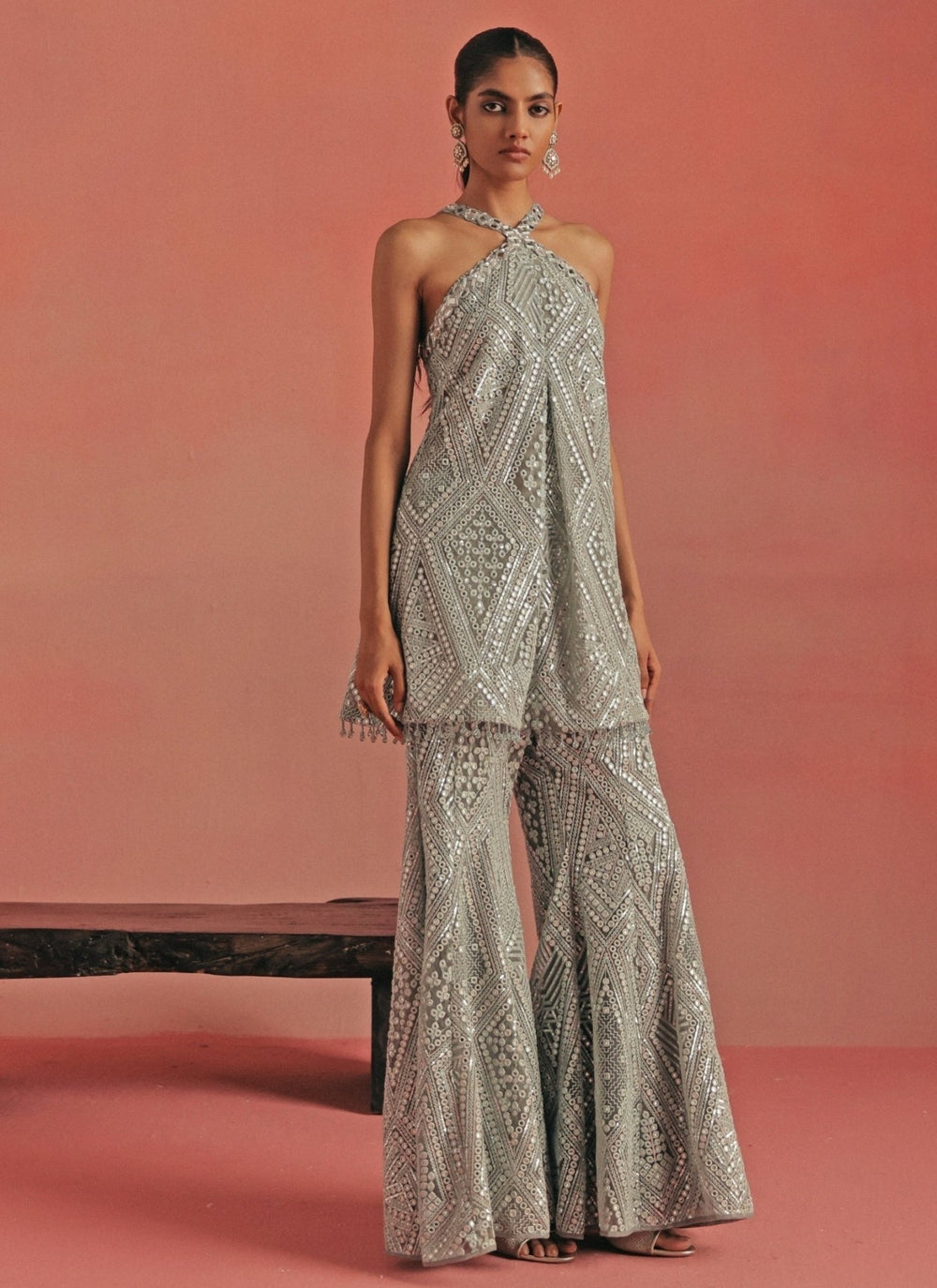 Twenty Nine Muted Blue Soft Net Kurta Pants SetFabilicious Fashion