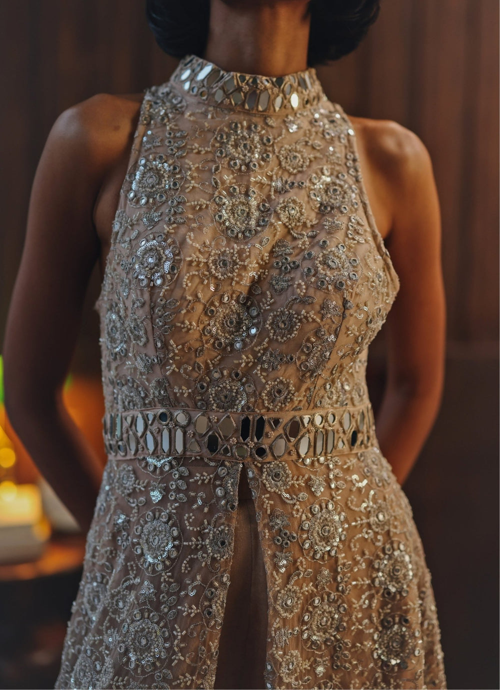 Muted Blush Pink Embroidered Soft Net Jacket Pants Set Twenty Nine - Fabilicious Fashion