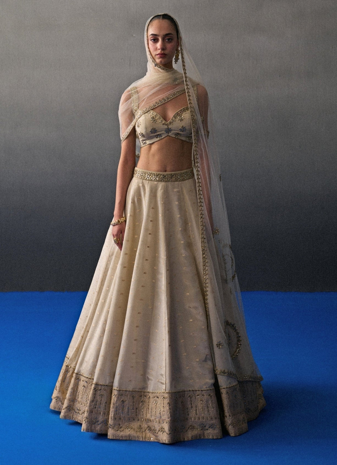 Muted Gold Banarasi Silk Lehenga Set Angad Singh - Fabilicious Fashion