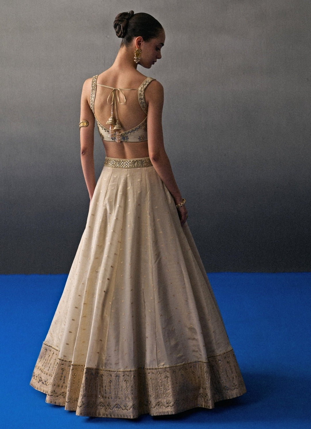 Muted Gold Banarasi Silk Lehenga Set Angad Singh - Fabilicious Fashion