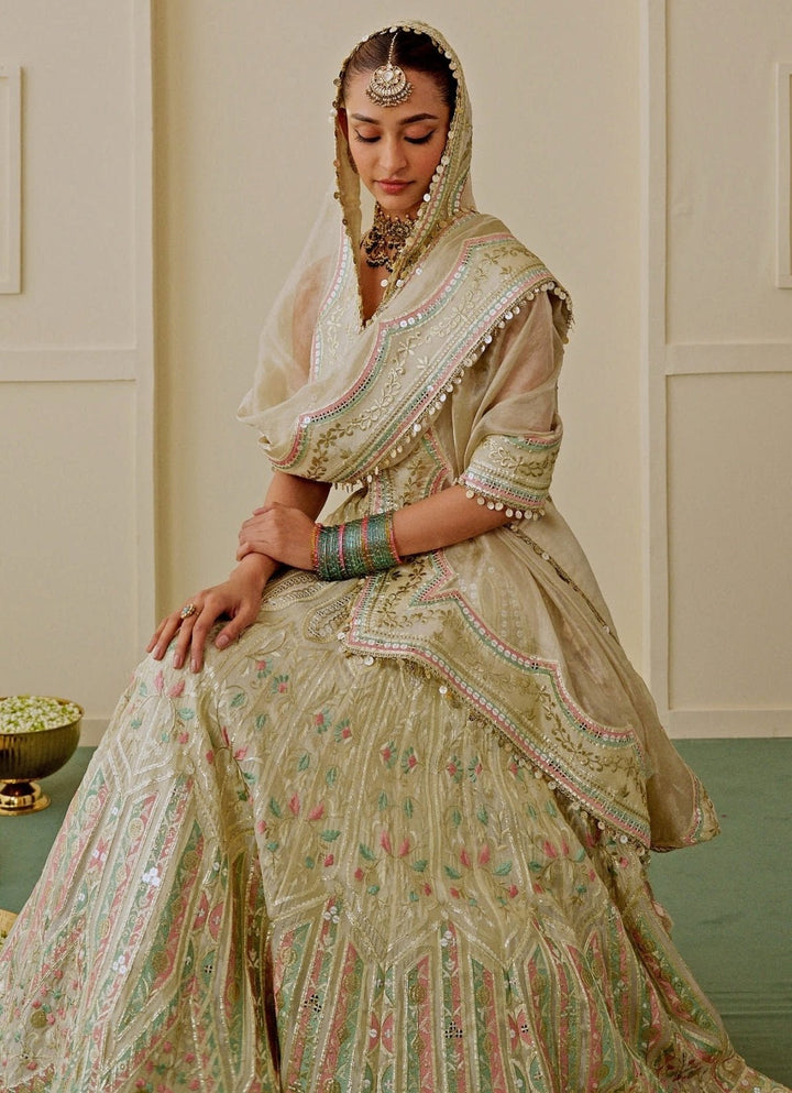 Gopi Vaid Muted Gold Tissue Bridal Lehenga SetFabilicious Fashion
