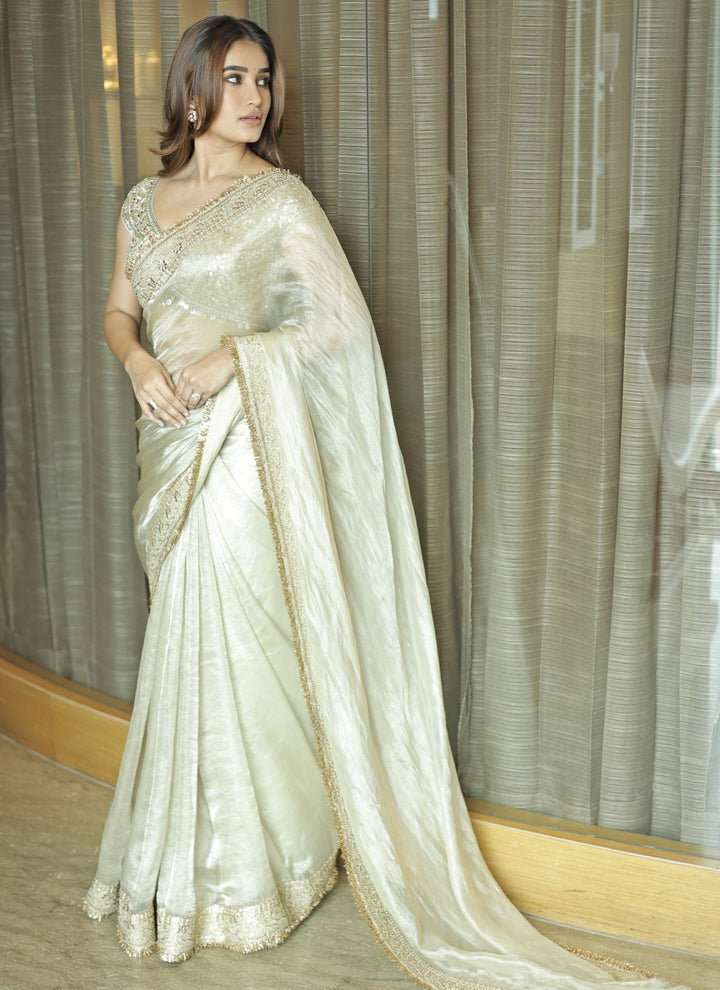 Gopi Vaid Muted Gold Tissue Saree With CorsetFabilicious Fashion