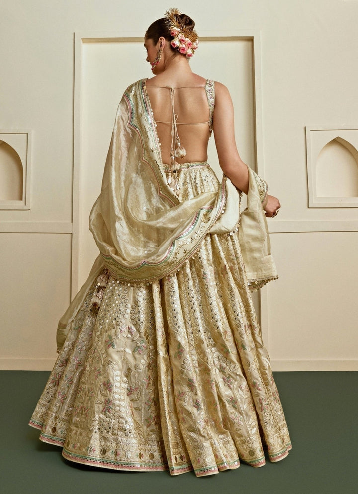Gopi Vaid Muted Gold Tussar Bridal Lehenga SetFabilicious Fashion