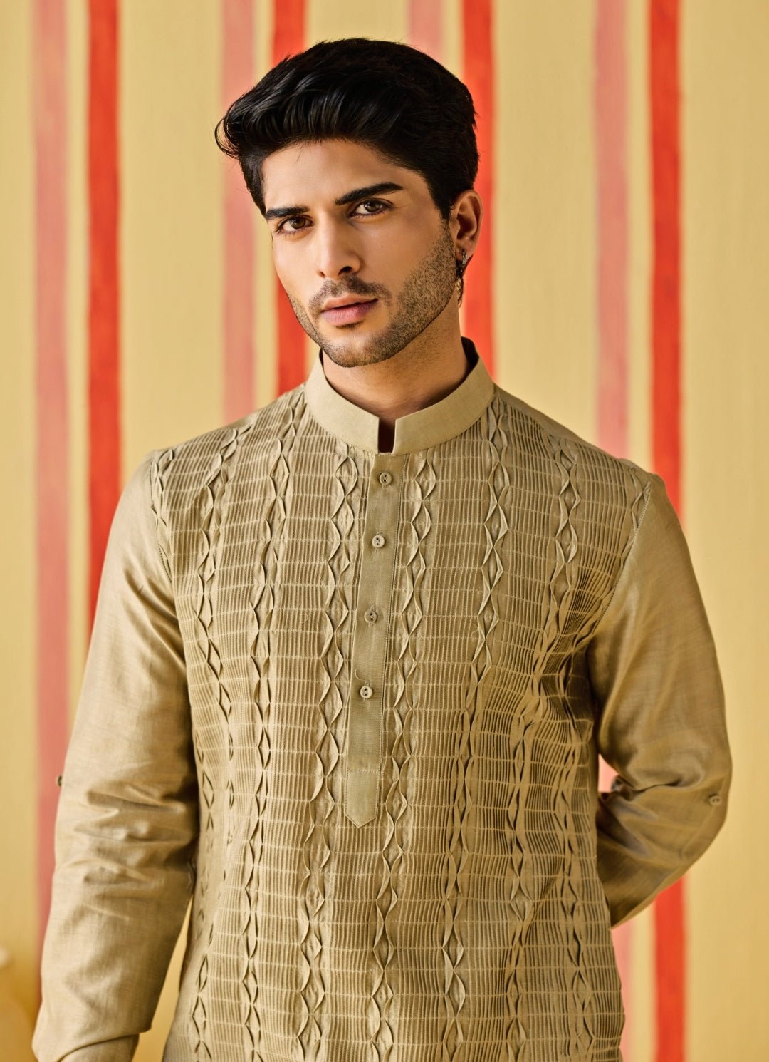 Studio Bagechaa - Men Muted Green Chanderi Kurta SetFabilicious Fashion