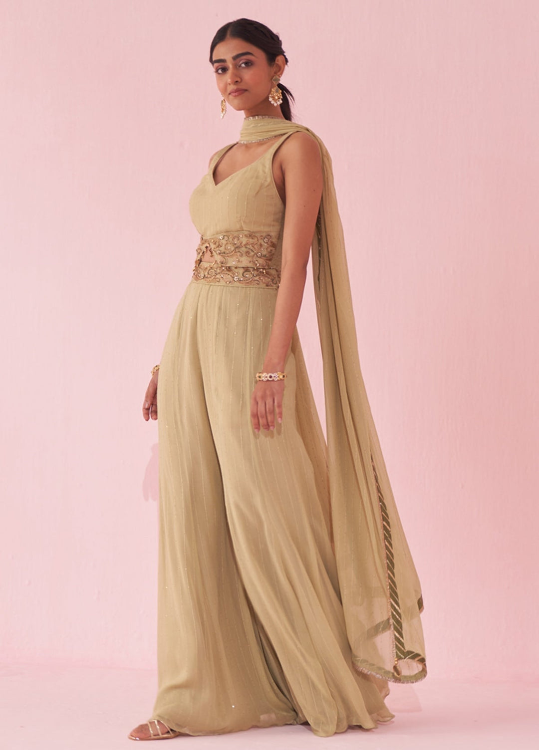Muted Green Embroidered Blouse Sharara Set Studio Bagechaa - Fabilicious Fashion