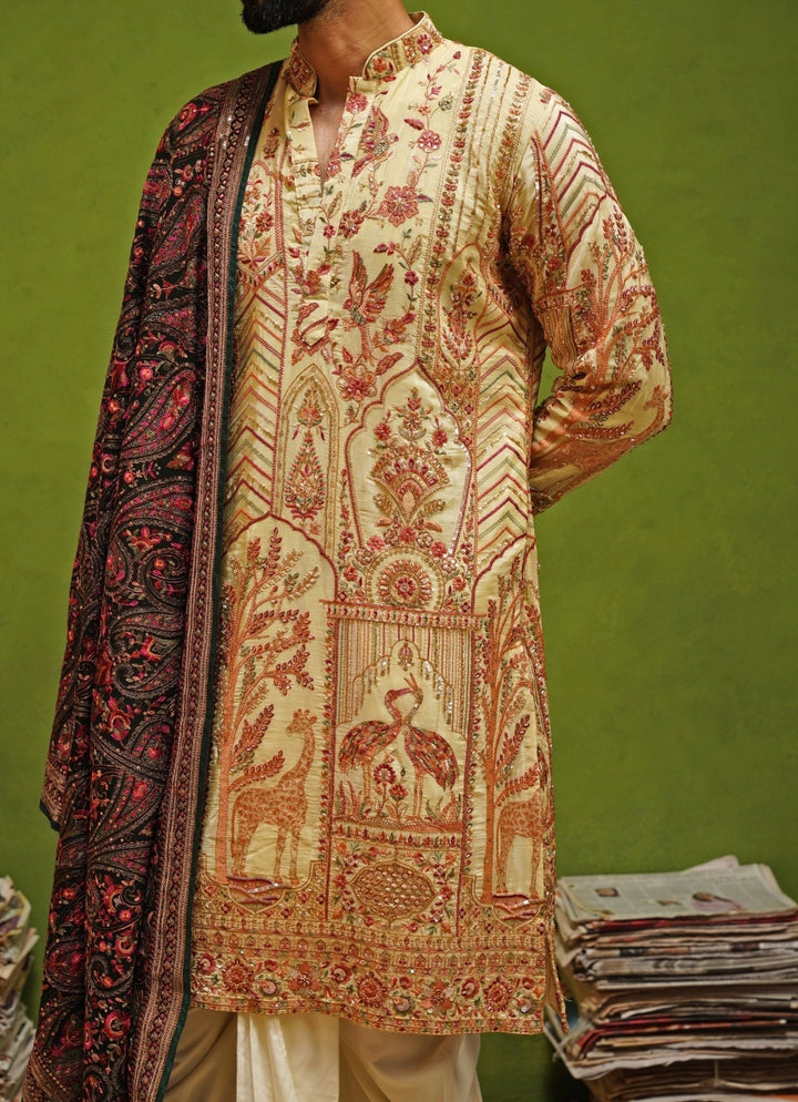 Kalpraag Muted Green Embroidered Georgette Kurta Dhoti SetFabilicious Fashion