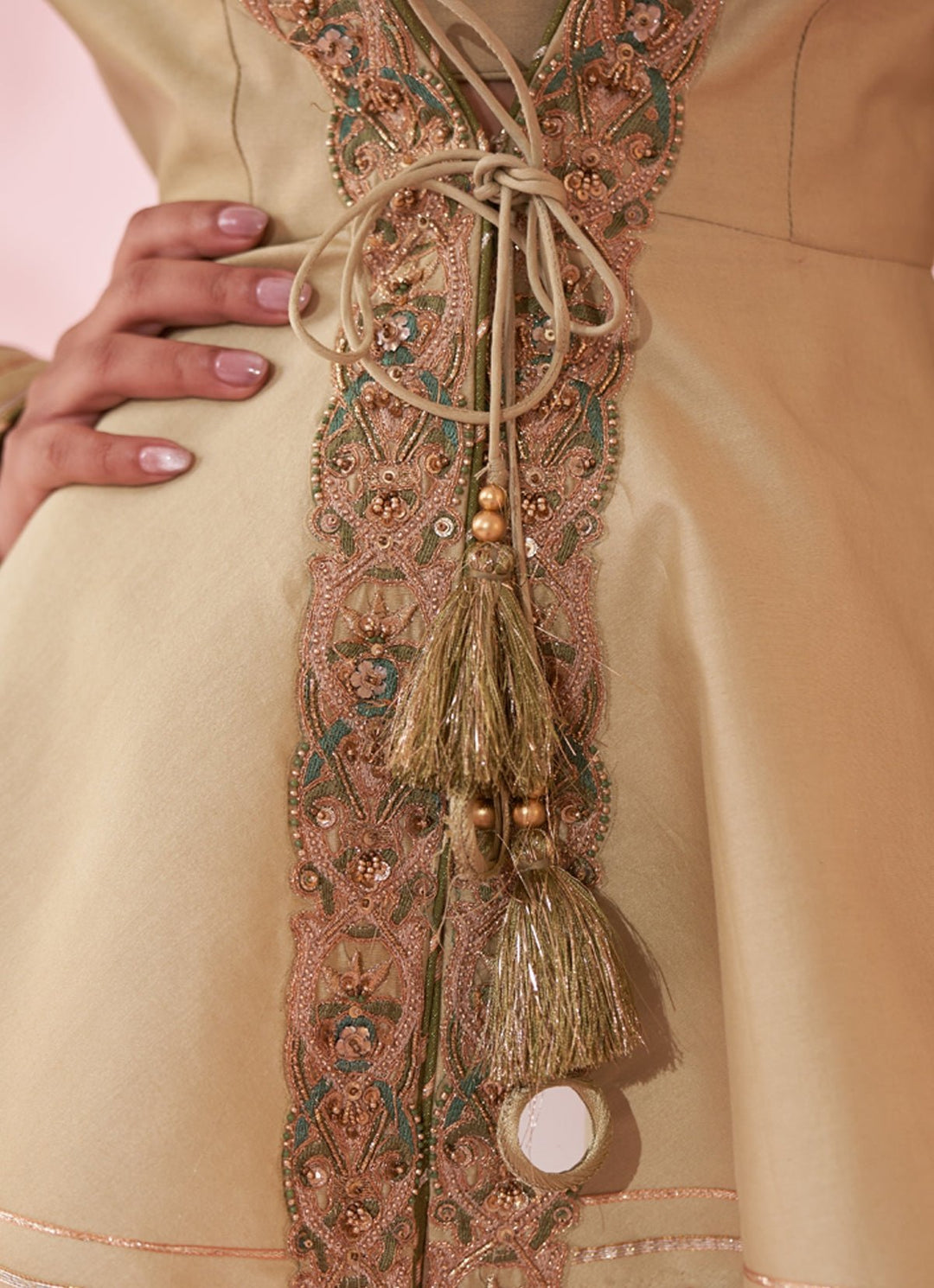 Muted Green Embroidered Peplum Kurta With Sharara Set Studio Bagechaa - Fabilicious Fashion
