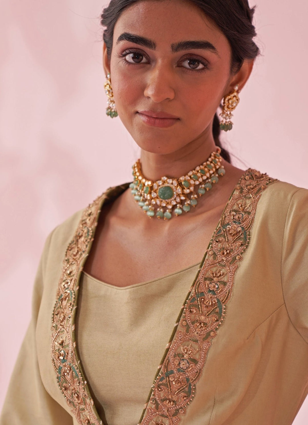 Muted Green Embroidered Peplum Kurta With Tulip Pants Set Studio Bagechaa - Fabilicious Fashion