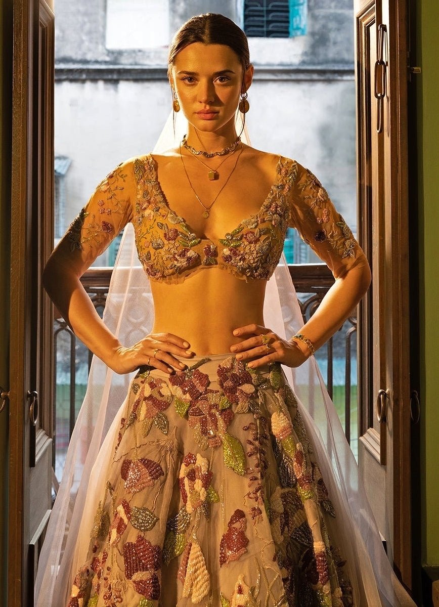 The Little Black Bow Muted Lilac Organza Lehenga SetFabilicious Fashion
