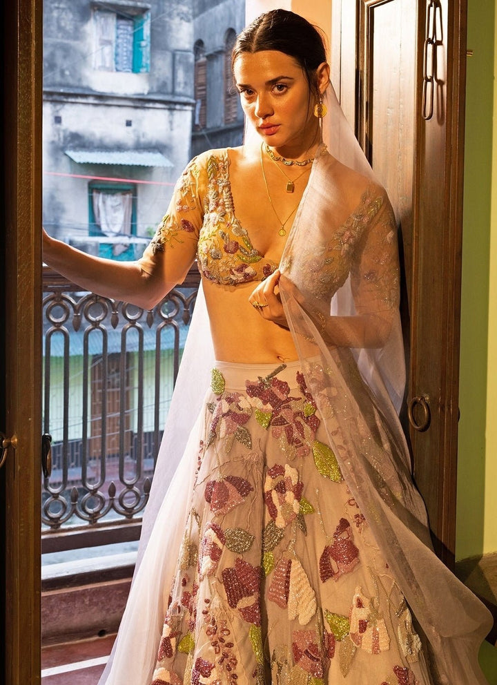 The Little Black Bow Muted Lilac Organza Lehenga SetFabilicious Fashion