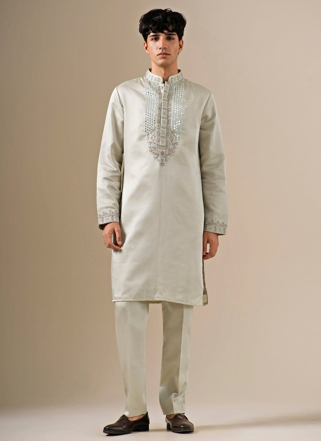 Darzi House Muted Sage Green Silk Blend Kurta SetFabilicious Fashion