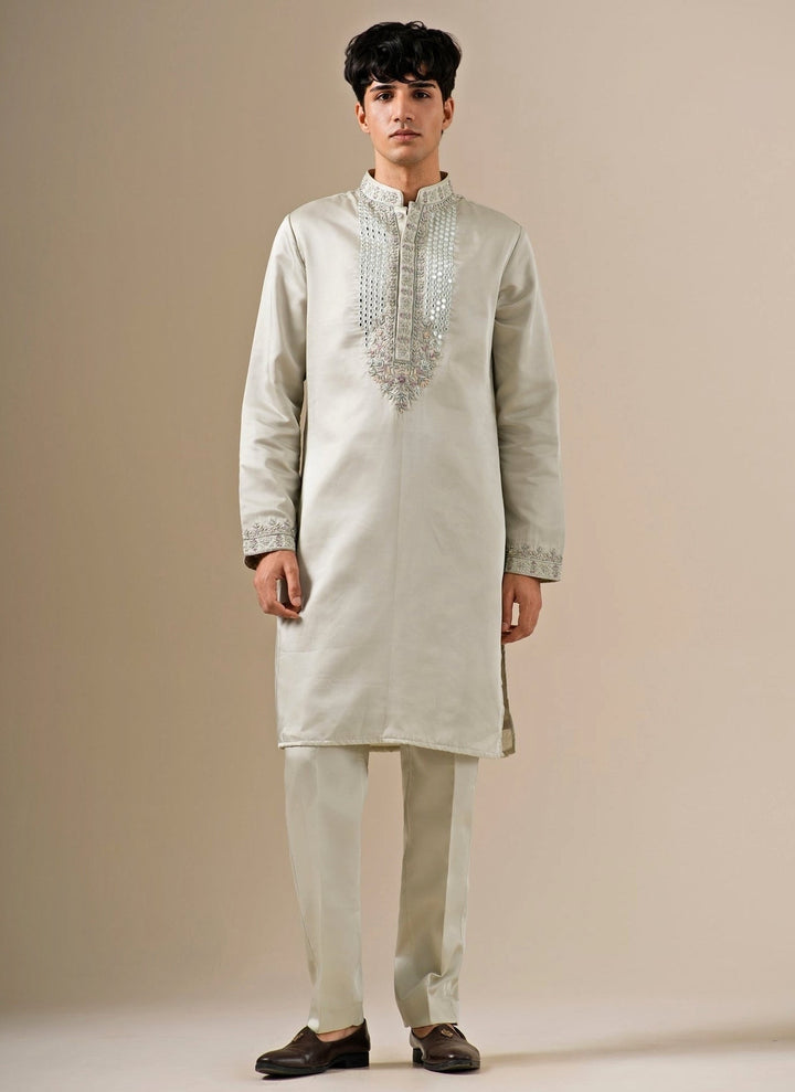 Darzi House Muted Sage Green Silk Blend Kurta SetFabilicious Fashion