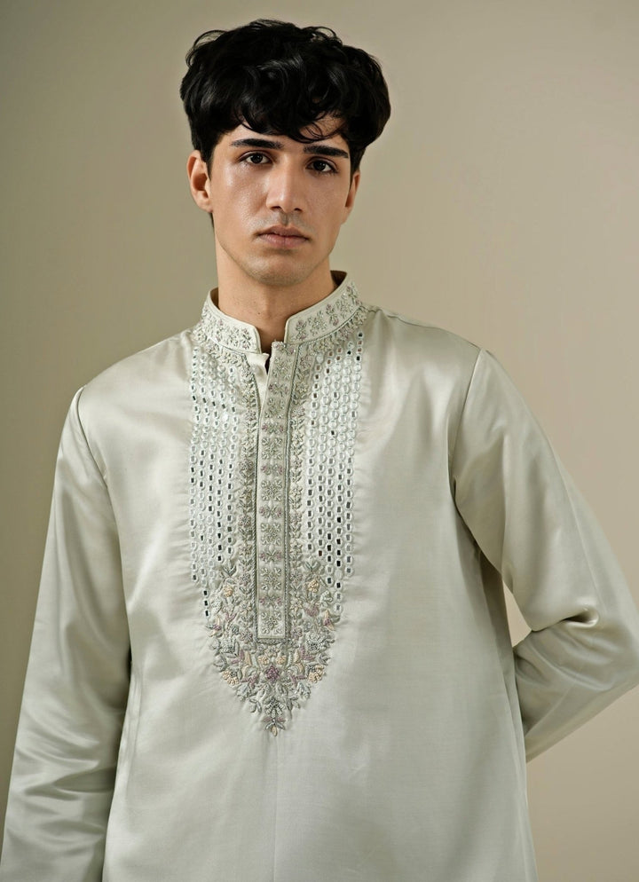 Darzi House Muted Sage Green Silk Blend Kurta SetFabilicious Fashion