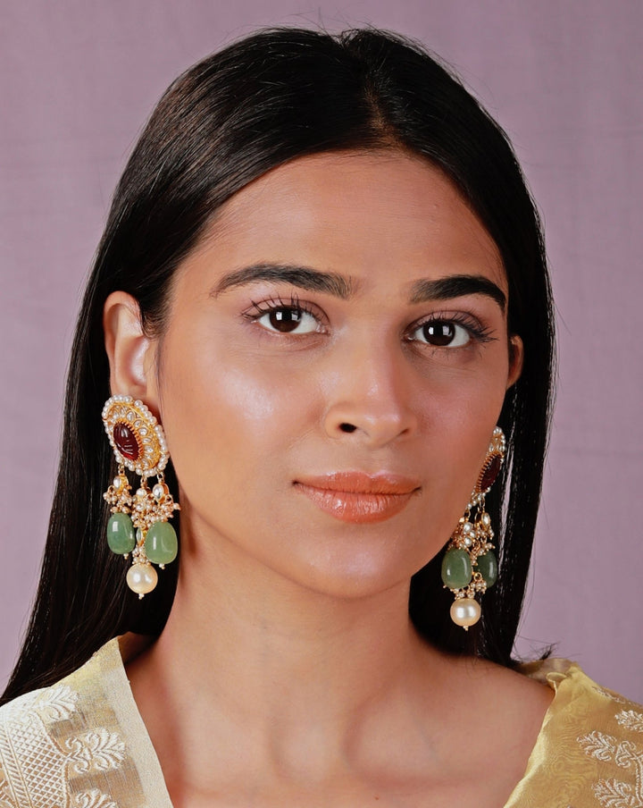 Navratna Choker Necklace Set Riana by Shikha Jindal - Fabilicious Fashion