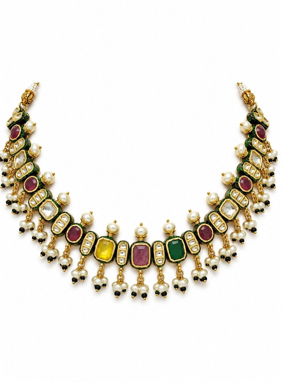 Vivinia By Vidhi Mehra Navratna Kundan And Pearl Necklace SetFabilicious Fashion