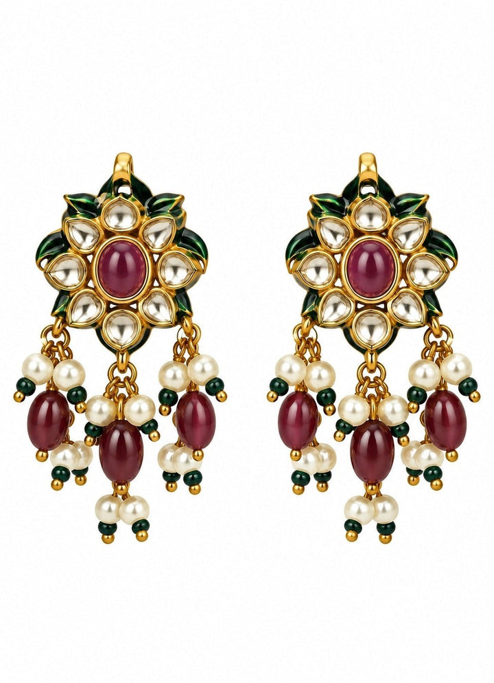 Vivinia By Vidhi Mehra Navratna Kundan Floral Necklace SetFabilicious Fashion
