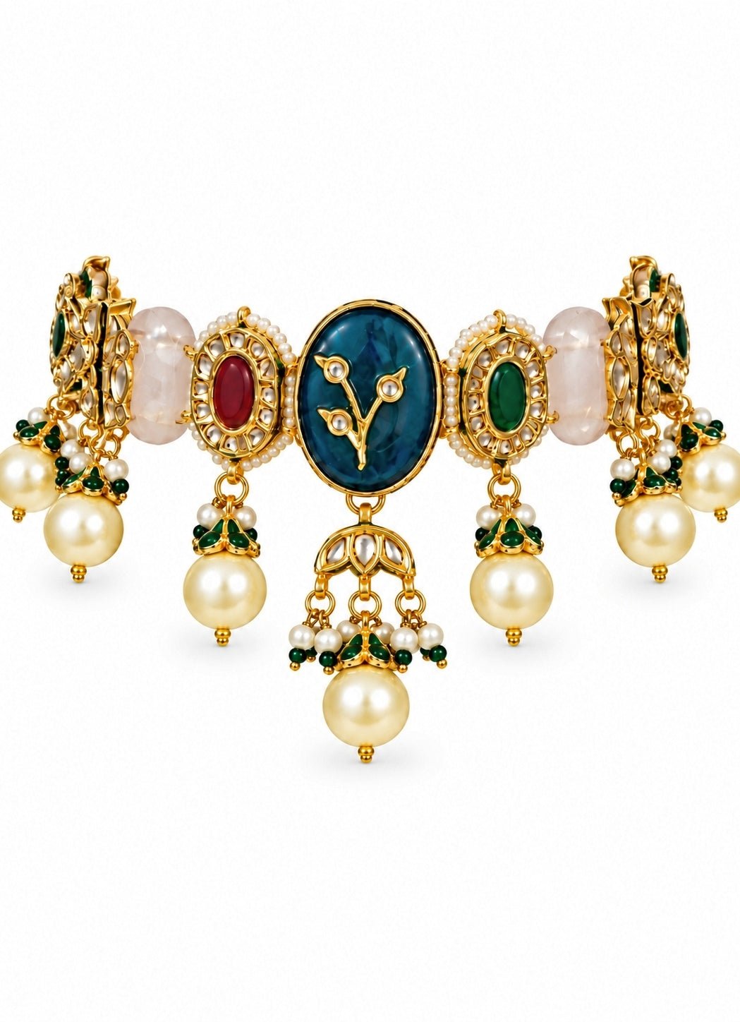 Vivinia By Vidhi Mehra Navratna Multicolor Kundan Pearl Choker SetFabilicious Fashion