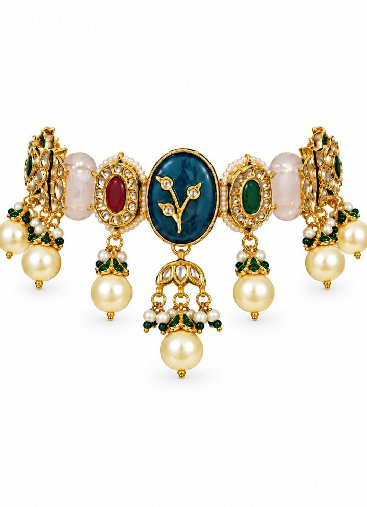 Vivinia By Vidhi Mehra Navratna Multicolor Kundan Pearl Choker SetFabilicious Fashion