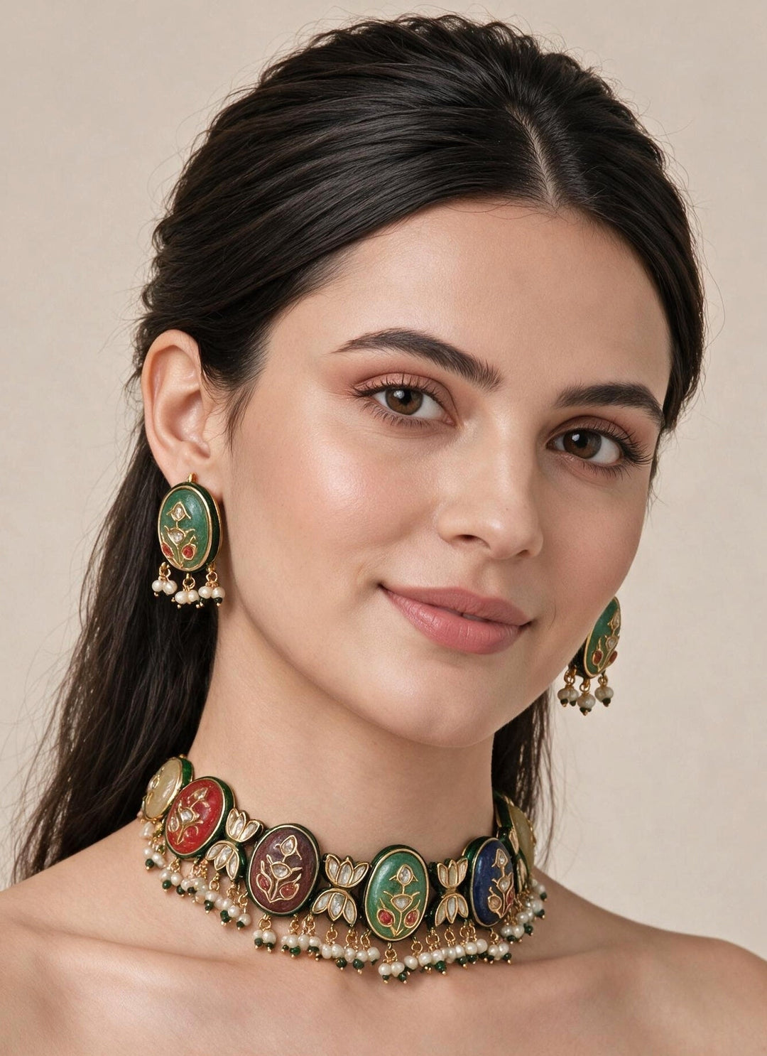 Vivinia By Vidhi Mehra Navratna Multicolour Kundan Choker SetFabilicious Fashion