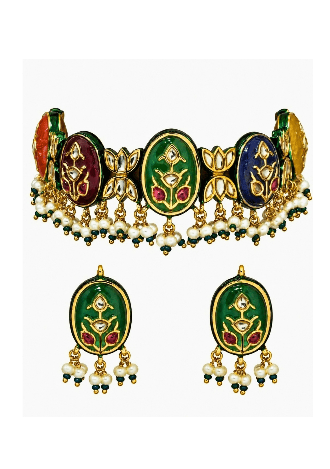 Vivinia By Vidhi Mehra Navratna Multicolour Kundan Choker SetFabilicious Fashion