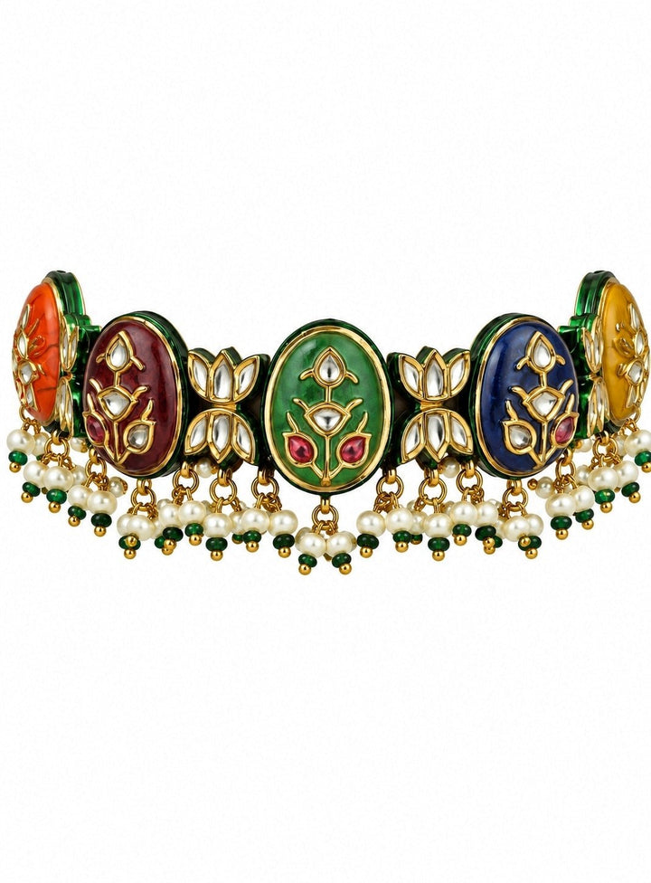 Vivinia By Vidhi Mehra Navratna Multicolour Kundan Choker SetFabilicious Fashion