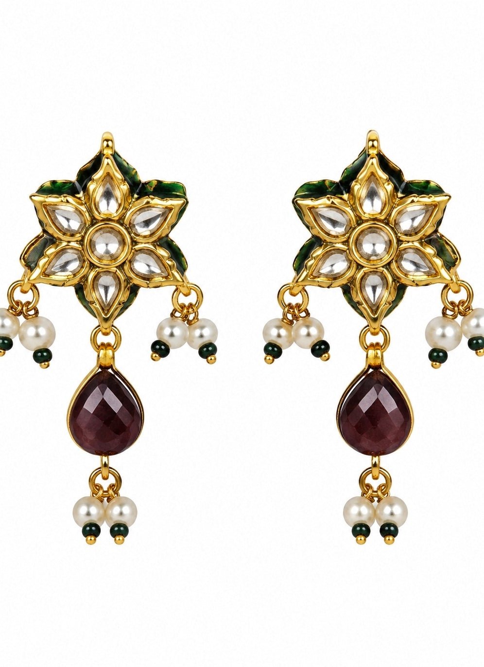 Vivinia By Vidhi Mehra Navratna Multicolour Kundan Floral Necklace SetFabilicious Fashion